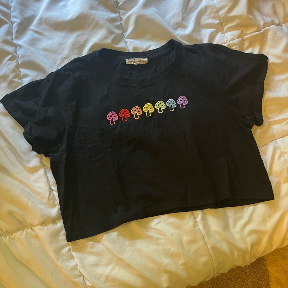 Rainbow mushroom crop top